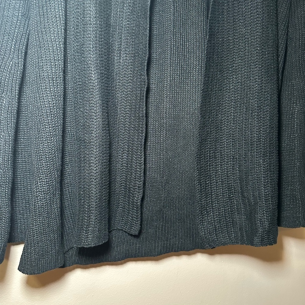 Lauren Ralph Lauren 100% Linen Black Open Front Staple Academia Cardigan Size L - Picture 3 of 12
